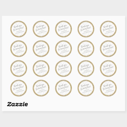 Gouden Zilveren Glitter Bedankt Verjaardags Favori Ronde Sticker (Vel)