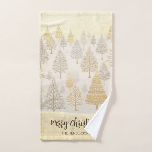 Gouden zilveren kerstbomen bad handdoek (Handdoek)