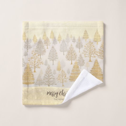 Gouden zilveren kerstbomen bad handdoek (Wasdoekje)