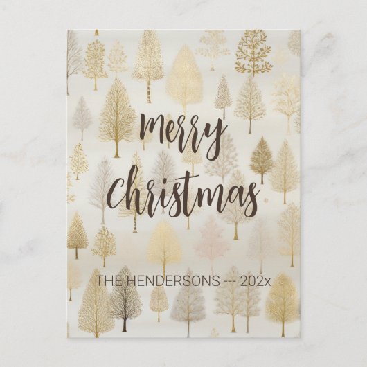 Gouden zilveren kerstbomen feestdagenkaart (Voorkant)