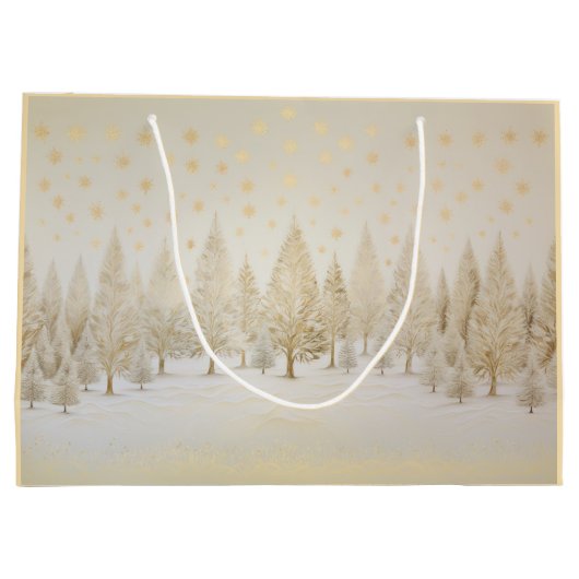 Gouden Zilveren Kerstbomen Gift Bag Groot Cadeauzakje (Achterkant)