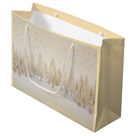 Gouden Zilveren Kerstbomen Gift Bag Groot Cadeauzakje (Voorkant Gekanteld)