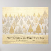Gouden zilveren kerstbomen poster (Voorkant)