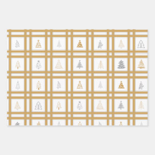 Gouden & Zilveren Kerstboom Verpakkende Document B Inpakpapier Vel