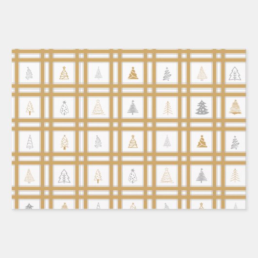Gouden & Zilveren Kerstboom Verpakkende Document B Inpakpapier Vel (Voorkant 3)