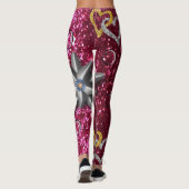 gouden zilveren leggings lang roze (Achterkant)