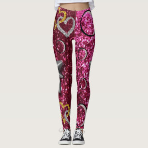 gouden zilveren leggings lang roze