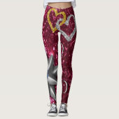 gouden zilveren leggings lang roze (Voorkant)
