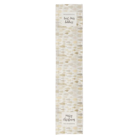 Gouden Zilveren Pijnbomen Kersttafel Runner Korte Tafelloper (Voorkant)