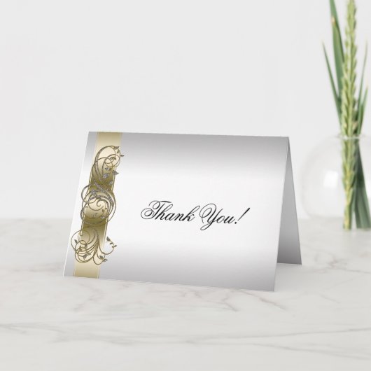 Gouden Zilveren Sierlijke Formele Bedankkaart (Voorkant)