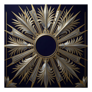Gouden Zilveren Sierlijke Sterrenexplosie Perfect Poster