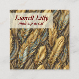 Gouden zilveren veren veren veren vierkante visitekaartje