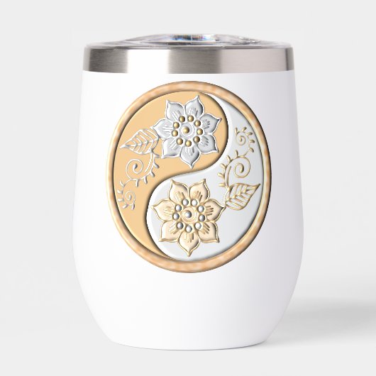 Gouden & Zilveren Yin Yang waterfles (Voorkant)