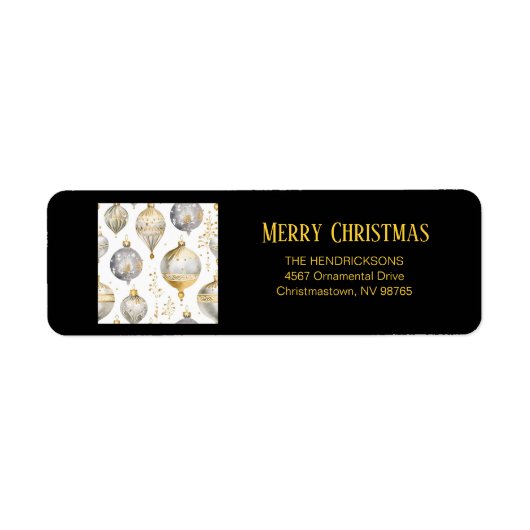 Gouden Zilveren Zwarte Kerstversieringen  Etiket (Voorkant)