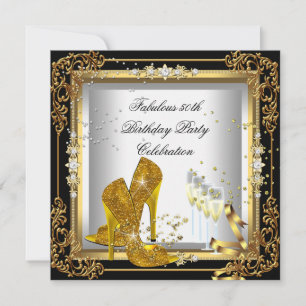 Gouden Zilveren Zwarte Verjaardagsfeest Hoge Hak Kaart