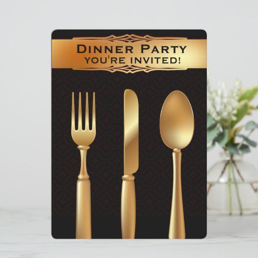 Gouden zilverwerk - formele uitnodiging voor het d (Staand voorkant)