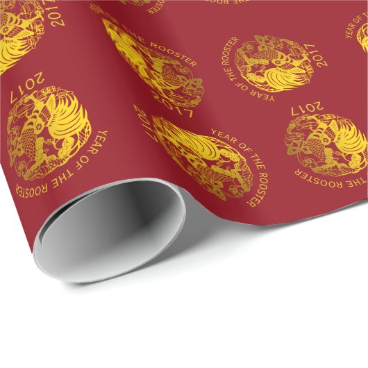 Gouden Zodiac 2017 Rooster Jaar Verpakking papier (Rol Hoek)
