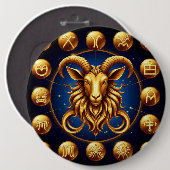 Gouden Zodiac Steenbok Design Ronde Button 6,0 Cm (Voorkant /achterkant)