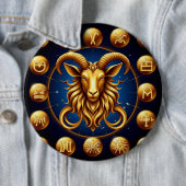 Gouden Zodiac Steenbok Design Ronde Button 6,0 Cm (In situ)