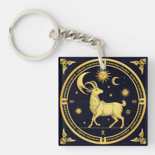 Gouden Zodiac Steenbok Design Sleutelhanger