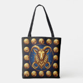 Gouden Zodiac Steenbok Design Tote Bag (Achterkant)
