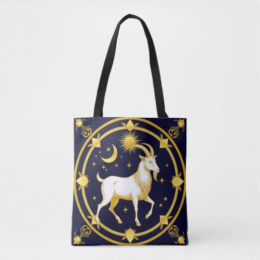 Gouden Zodiac Steenbok Design Tote Bag (Voorkant)