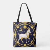 Gouden Zodiac Steenbok Design Tote Bag (Achterkant)