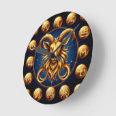 Gouden Zodiac Steenbok Ontwerp Ronde Klok (Hoek)