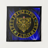 GOUDEN ZODIAC TEKENEN,ASTRAAL HART,CELTISCHE KNOPE WANDKLEED (Voorkant (horizontaal))