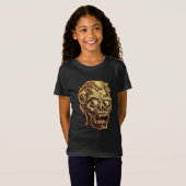 Gouden Zombie Geborduurde Badge Art T-shirt (Voorkant volledig)
