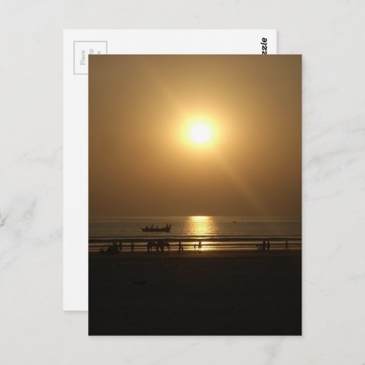 Gouden Zomerzonsondergang Reflectie op het strand Briefkaart (Voorkant / Achterkant)