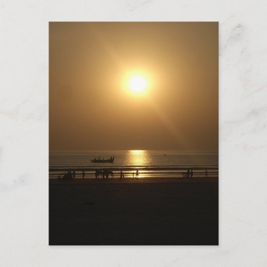 Gouden Zomerzonsondergang Reflectie op het strand Briefkaart (Voorkant)
