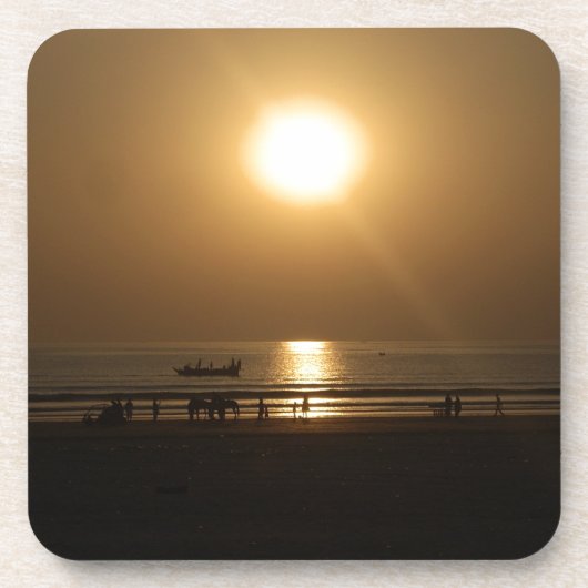 Gouden Zomerzonsondergang Reflectie op het strand Drankjes Onderzetter (Voorkant)