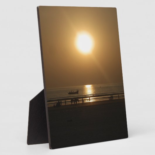 Gouden Zomerzonsondergang Reflectie op het strand Fotoplaat (Zijkant)