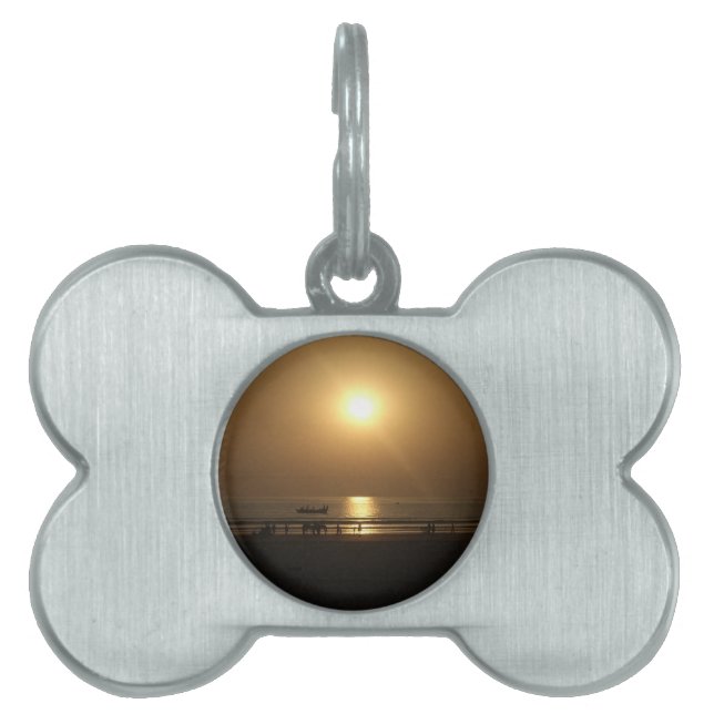 Gouden Zomerzonsondergang Reflectie op het strand Huisdieren Naamplaatje (voorkant)