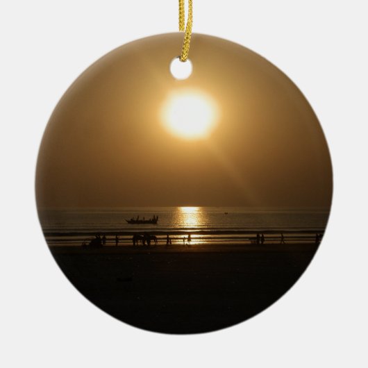 Gouden Zomerzonsondergang Reflectie op het strand Keramisch Ornament (Voorkant)