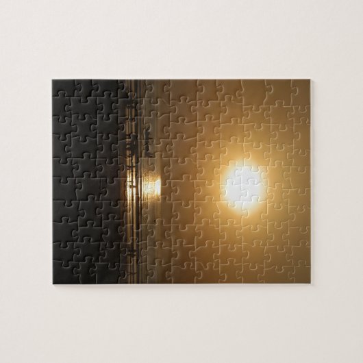 Gouden Zomerzonsondergang Reflectie op het strand Legpuzzel (Horizontaal)