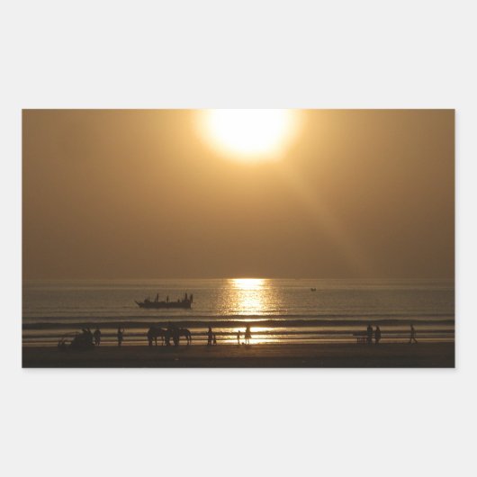 Gouden Zomerzonsondergang Reflectie op het strand Rechthoekige Sticker (Voorkant)