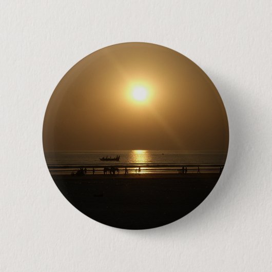Gouden Zomerzonsondergang Reflectie op het strand Ronde Button 5,7 Cm (Voorkant)