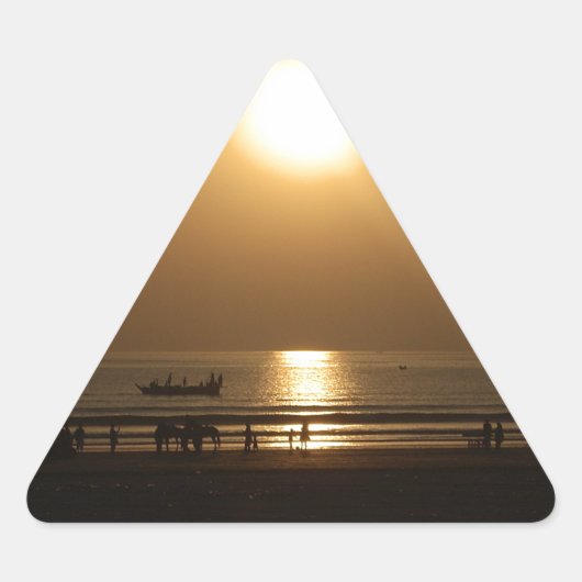 Gouden Zomerzonsondergang Reflectie op het strand Sticker (Voorkant)