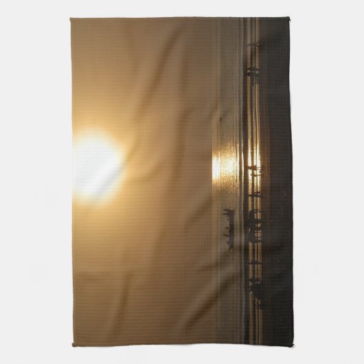 Gouden Zomerzonsondergang Reflectie op het strand Theedoek (Verticaal)