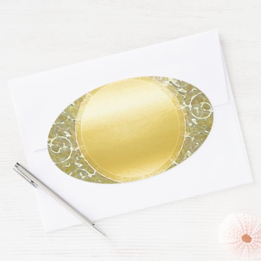 Gouden zon achtergrond ovale sticker (Envelop)