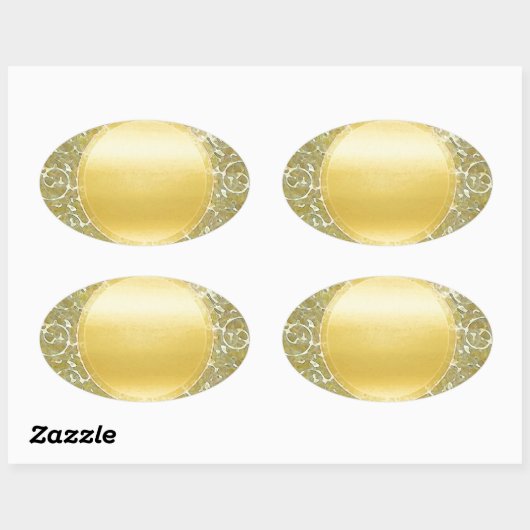 Gouden zon achtergrond ovale sticker (Vel)