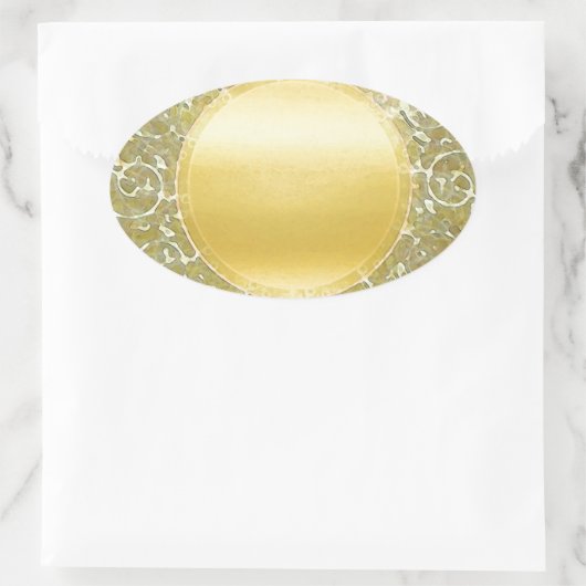 Gouden zon achtergrond ovale sticker (Tas)