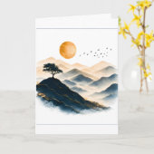Gouden Zon Berg Landschap  Kaart (Gele Bloem)