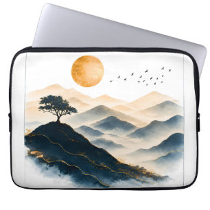 Gouden Zon Berg Landschap Laptop Sleeve