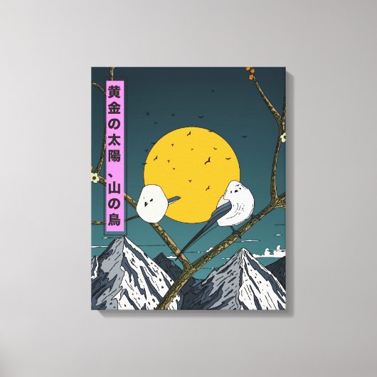 Gouden Zon, Bergvogels Canvas Afdruk (Voorkant)