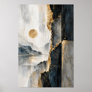 Gouden Zon en Donkere Kloof Abstract Landschap Muu Poster