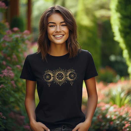 Gouden Zon en Maan Design T-shirt