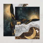 Gouden Zon en Maan met Olifant in Kosmisch Marmer Briefkaart (Voorkant / Achterkant)
